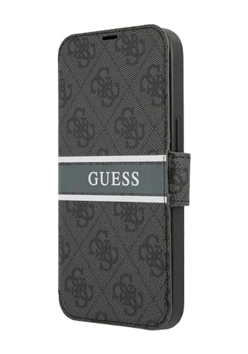 GUESS Book Case 4G Stripe Grey, für iPhone 13 Mini, GUBKP13S4GDGR, Blister
