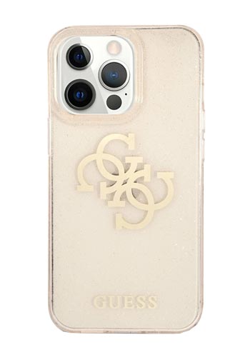 GUESS Hard Cover TPU Big 4G Full Glitter Gold, for iPhone 13 Pro Max, GUHCP13XPCUGL4GGO