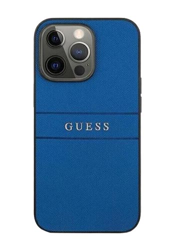 GUESS Hard Cover Saffiano Strap Blue, for iPhone 13 Pro Max, GUHCP13XPSASBBL