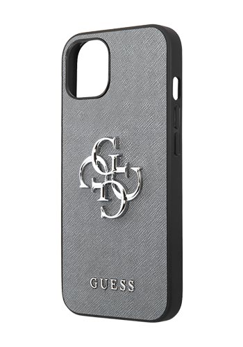 GUESS Hard Cover Saffiano 4G Big Metal Logo Grey, for iPhone 13 Mini, GUHCP13SSA4GSGR