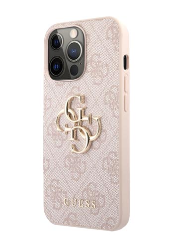 GUESS 4G Silicone Metal Logo Pink, for iPhone 13 Pro, GUHCP13LS4LP