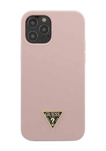 GUESS Silicone Line Triangle Pink, for iPhone 12/12 Pro, GUHCP12MSLTGP