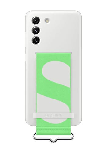 Samsung Silicone Cover with Strap white, für Samsung G990 Galaxy S21 FE, EF-GG990TW, Blister