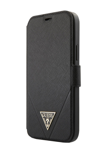 GUESS Book Case Saffiano V Stitch Black, für iPhone 12 Pro Max, GUFLBKP12LVSATMLBK, Blister
