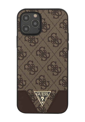 GUESS Hard Cover 4G Triangle Brown, für Apple iPhone 12 Pro Max, GUHCP12LPU4GHBR, Blister