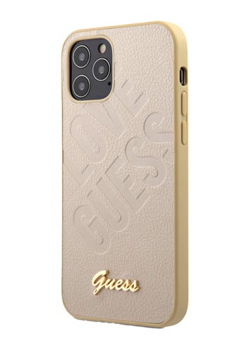 GUESS Hard Cover Iridescent Love Gold, für Apple iPhone 12 / 12 Pro, GUHCP12MPUILGLG, Blister