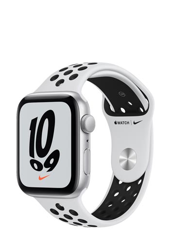 Apple Watch SE Nike Aluminium GPS Silver, Sportarmband pure platinum/black, MKQ73FD/A, 44mm