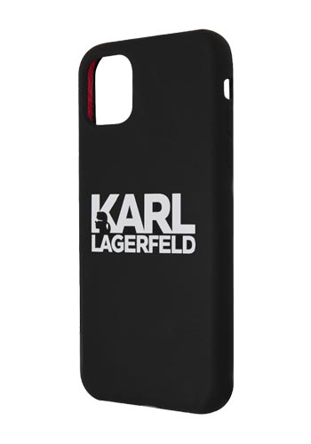 Karl Lagerfeld Cover SIlicone Stack White Logo für Apple iPhone 11 Black, KLHCN61SLKLRBK, Blister