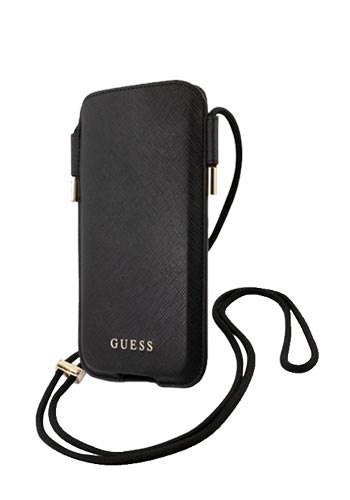 GUESS Saffiano Pouch Black, for 6.1-inch Displays, GUHCP12MSAPSBK