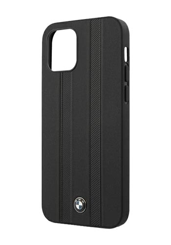 BMW Hard Cover Leather Tire Marks Signature für Apple iPhone 12 Pro Max Black, BMHCP12LTTBK, Blister