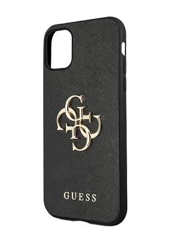 GUESS Hard Cover 4G Metal Logo für Apple iPhone 11 Black, Saffiano, GUHCN61SA4GGBK