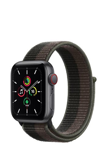 Apple Watch SE Aluminium Cellular + GPS Space Grey, Sport Loop Tornado/Grey MKR33FD/A, 40mm