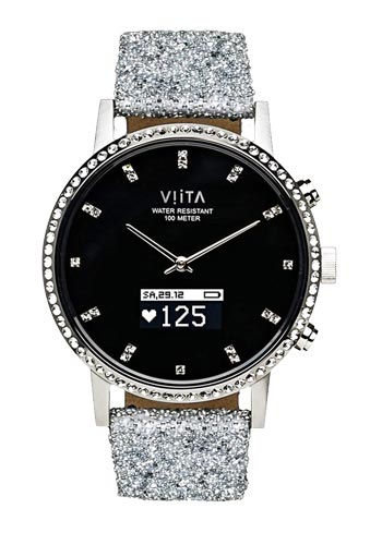 Viita Watch Hybrid HRV Crystal Set with Swarovski Crystals Silver