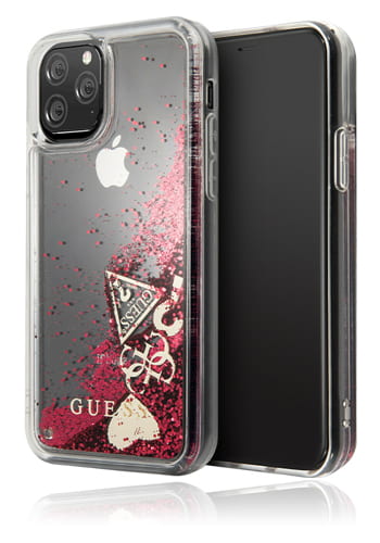 GUESS Hard Cover für Apple iPhone 11 Pro Max Raspberry, Glitter, GUHCN65GLHFLR