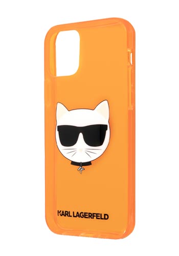 Karl Lagerfeld Hard Cover Choupette Head für Apple iPhone 12 Pro Max Fluo Orange, KLHCP12LCHTRO, Blister