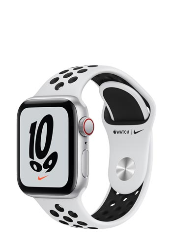 Apple Watch SE Nike Aluminium Cellular + GPS Silver, Sportarmband pure platinum/black, MKR43FD/A, 40mm