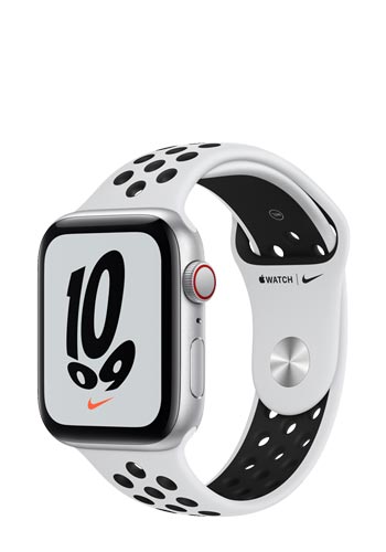 Apple Watch SE Nike Aluminium Cellular + GPS Silver, Sportarmband pure platinum/black, MKT63FD/A, 44mm