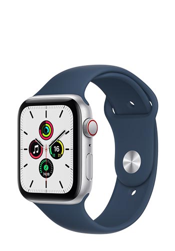 Apple Watch SE Aluminium Cellular + GPS Silver, Sportarmband Abyss Blue, MKRY3FD/A, 44mm