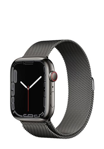 Apple Watch Series 7 Edelstahl GPS + Cellular Graphite, Milanaise Graphite, MKL33FD/A, 45mm