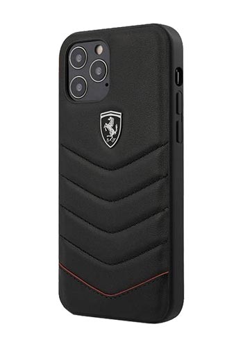 Ferrari Hard Cover für Apple iPhone 12/12 Pro Black, Off Track Quilted, FEHQUHCP12MBK