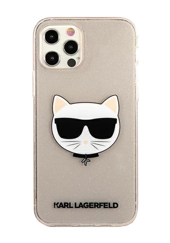 Karl Lagerfeld Hard Cover Choupette Head Glitter for Apple iPhone 12 Pro Max Gold, KLHCP12LCHTUGLGO