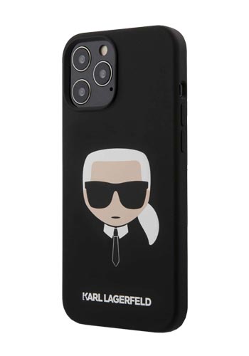 Karl Lagerfeld Hard Cover Karl Head Silicone for iPhone 12 Pro Max Black, KLHCP12LSLKHBK