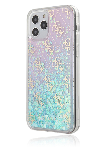 GUESS Hard Cover Liquid Glitter Iridescent, für Apple iPhone 12 Pro Max, GUHCP12LLG4GGBLPI, Blister