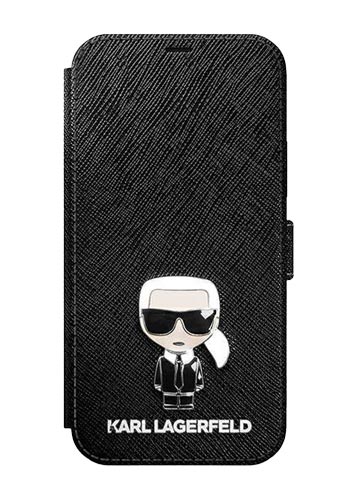Karl Lagerfeld Book Case Saffiano Iconic Black, for iPhone 12/12 Pro, KLFLBKP12MIKMSBK