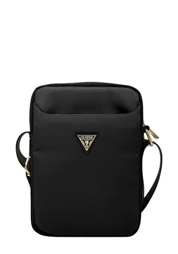 GUESS Phone Bag Nylon Triangle Logo Black, GUPBNTMLBK