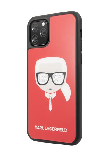 Karl Lagerfeld Iconic Glitter Head für Apple iPhone 11 Pro Max Red, KLHCN65DLHRE