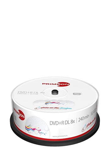 Primeon DVD+R DL Cakebox 25 Disks 240min / 8,5GB, 8x, bedruckbar
