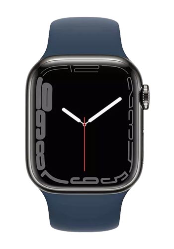 Apple Watch Series 7 Edelstahl GPS + Cellular Graphite, Sportarmband Abyss Blue, MKJ13FD/A, 41mm