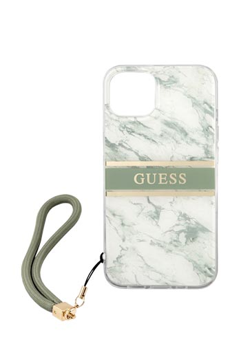GUESS Hard Cover Marble Strap Green, Apple iPhone 13, GUHCP13MKMABGN