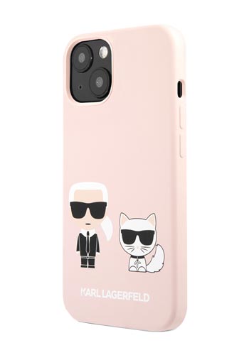 Karl Lagerfeld Cover Silicone Karl and Choupette Light Pink, for iPhone 13 mini, KLHCP13SSSKCI