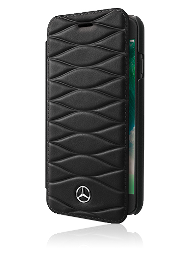 Mercedes-Benz Book Case Genuine Leather Black, für Samsung G955 Galaxy S8 Plus, MEFLBKS8LWHCLBK, Blister