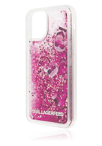 Karl Lagerfeld Hard Cover Glitter Floating Charms Magenta, für Apple iPhone 11 Pro, KLHCN58ROPI