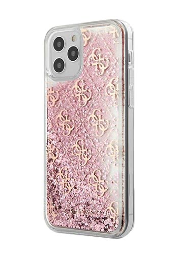 GUESS Hard Cover Pink, 4G Liquid Glitter,iPhone 12/12 Pro, GUHCP12MLG4GSPG