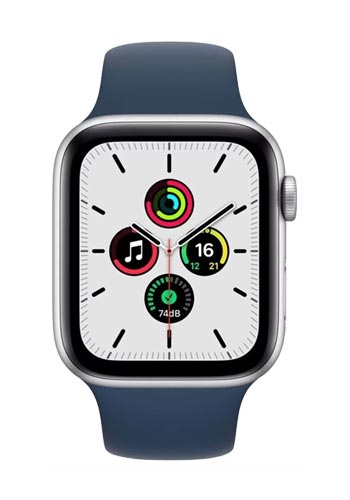 Apple Watch SE Aluminium Cellular + GPS Silver, Sportarmband Abyss Blue, MKQV3FD/A, 40mm