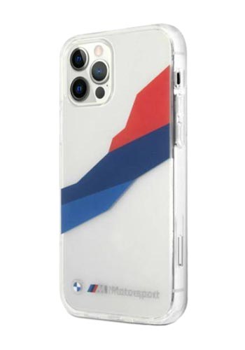 BMW Hard Cover Motorsport Tricolor Transparent, für iPhone 12 Pro Max, BMHCP12LSKTGT