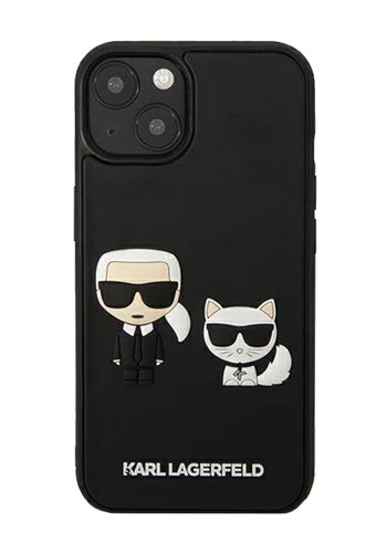 Karl Lagerfeld Cover Karl Lagerfeld and Choupette 3D Black, für Apple iPhone 13, KLHCP13M3DRKCK