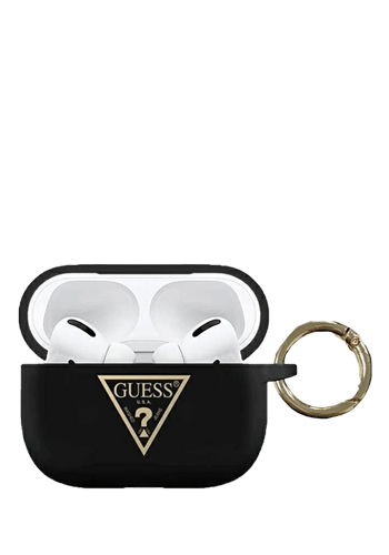 GUESS Cover Silicone Triangle Black, Apple AirPods Pro, GUACAPLSTLBK, Blister