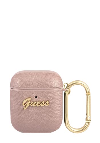 GUESS Cover Saffiano Script Pink, Apple AirPods 1 & 2, GUA2SASMP, Blister