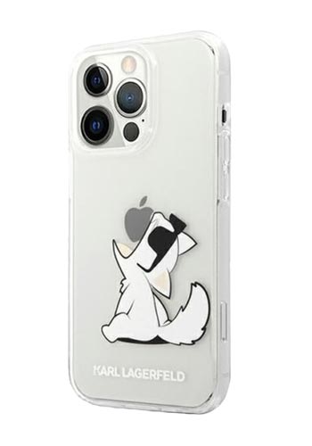 Karl Lagerfeld Hard Cover Choupette Eats Transparent, für iPhone 13 / 13 Pro, KLHCP13LCFNRC