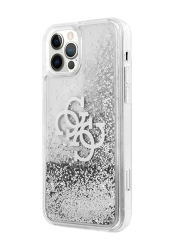 GUESS Hard Cover 4G Big Liquid Glitter Silver, iPhone 12/12 Pro, GUHCP12MLG4GSI