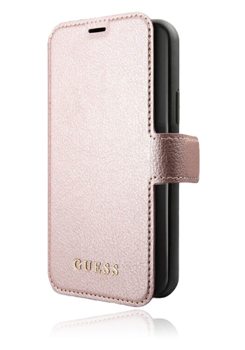 GUESS Book Case Iridescent Pink, für iPhone 12 mini, GUFLBKSP12SIGLRG, Blister