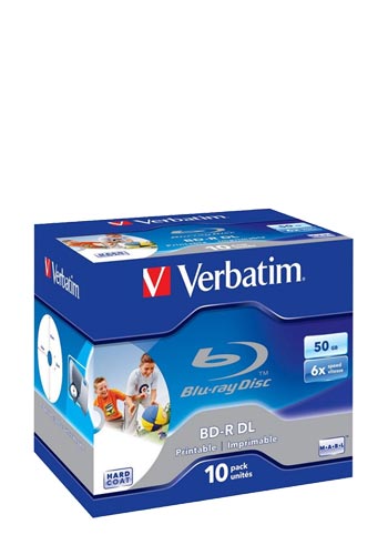 Verbatim BD-R DL 50GB/1-6x Jewelcase (10 Disc) Inkjet Full Size Printable Surface, Hard Coat