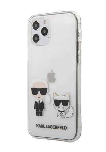 Karl Lagerfeld Hard Cover Karl and Choupette Transparent, für Apple iPhone 12, KLHCP12MCKTR
