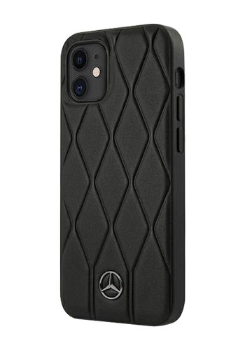 Mercedes-Benz Hard Cover Leather Black, Wave Line, für Apple iPhone 12 Mini, MEHCP12SMULBK