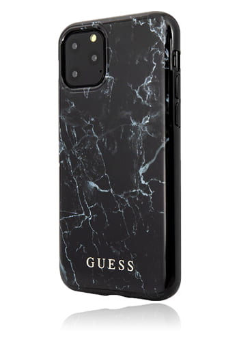 GUESS Hard Cover Marble Black, für Apple iPhone 11, GUHCN61PCUMAB