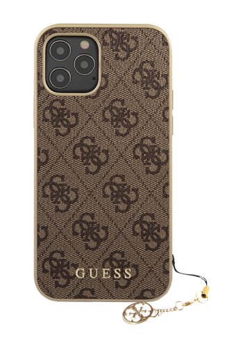 GUESS Hard Cover Brown, Charms, für Apple iPhone 12 / 12 Pro, GUHCP12MGF4GBR, Blister